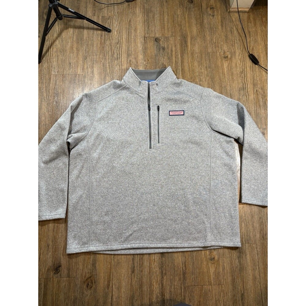 Vineyard Vines Men’s Mountain Sweater 2XB Fleece Quarter Zip Pullover Gray